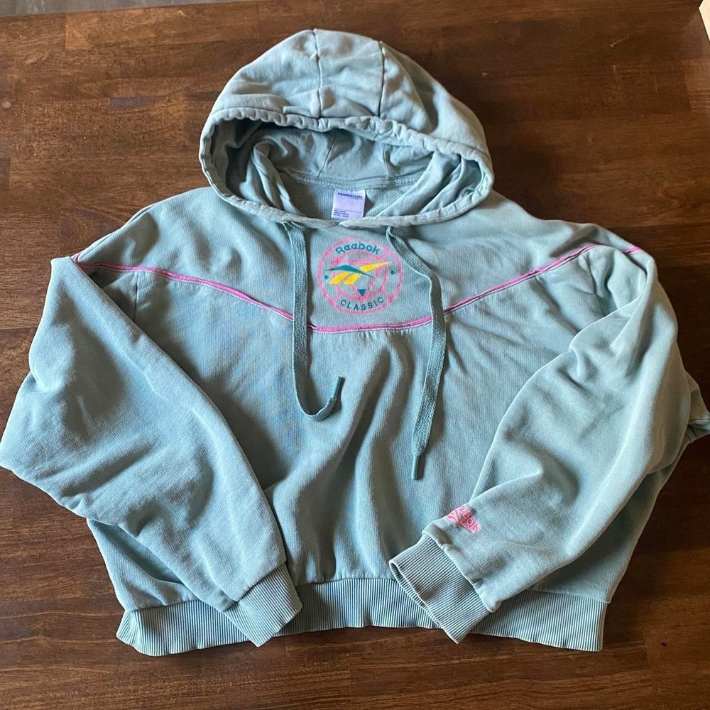 Large womens crop top Reebok classic vintage hoodie Miami vice